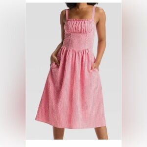 NEW Wild Fable Women's Milkmaid Gingham Midi A-Line Dress Size xxs NWT